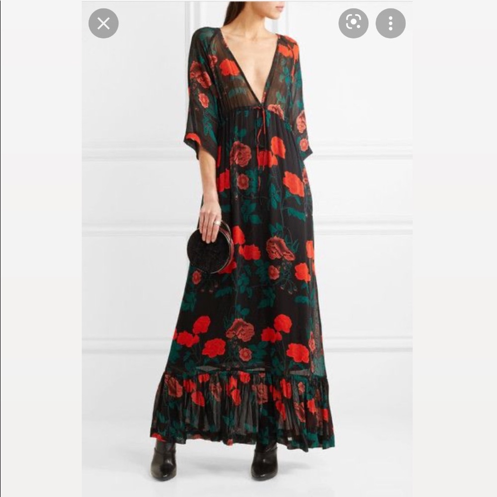 Ganni floral rose maxi dress